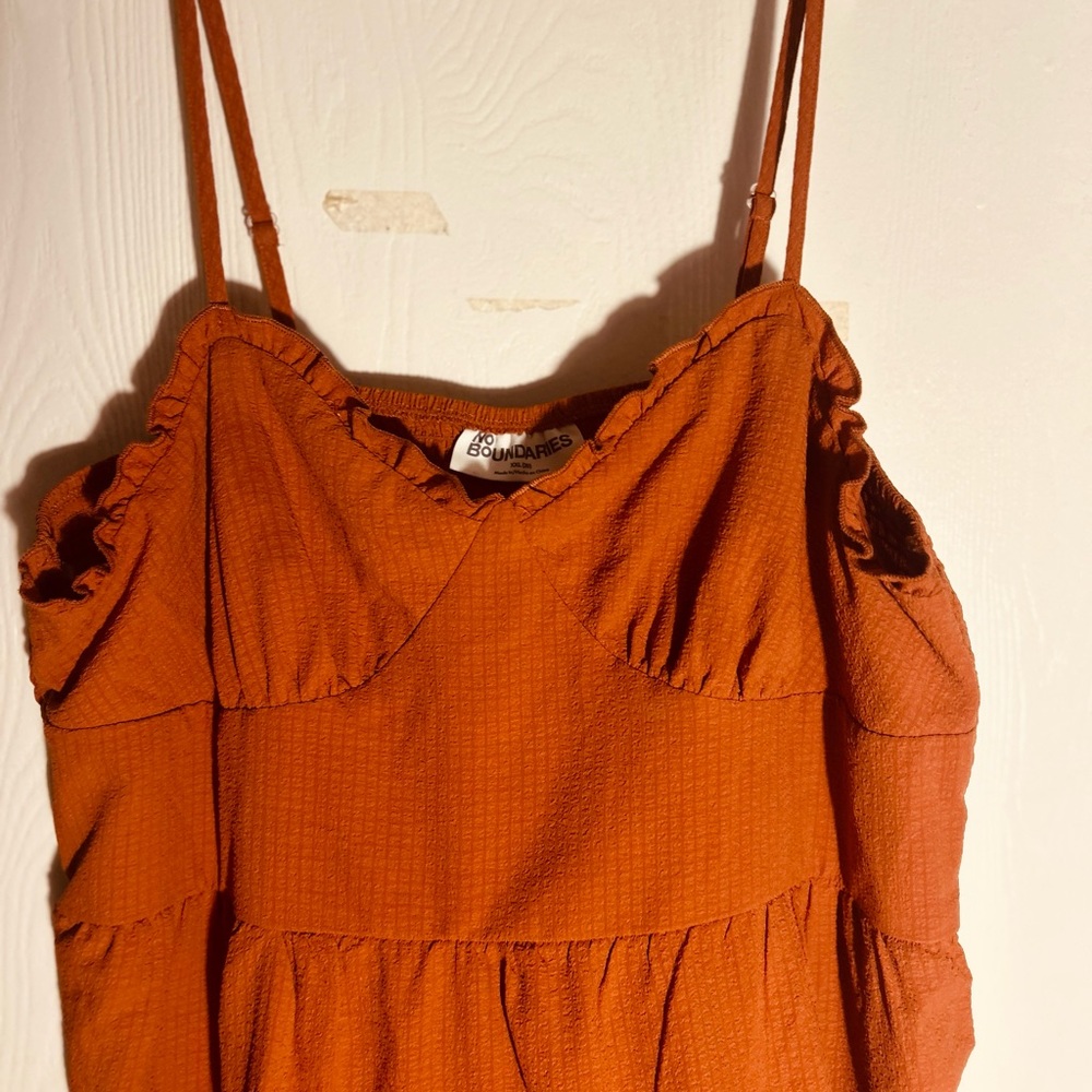 No Boundaries Strapless Dress in Rust Orange